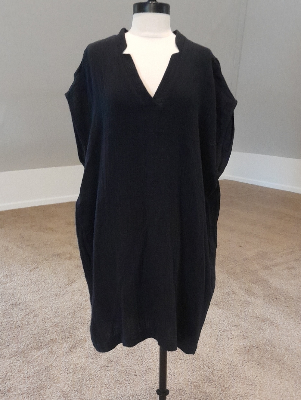 Lou & Grey Black Gauze V-Neck Dress